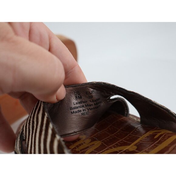 Sam Edelman Women's Reid Sandal Size 8 Cork Wedge Platform Slide Tan Brown Calf - Picture 11 of 12